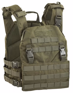 Taktischer Plattenträger Defcon 5 Thunder Vest Carrier in OD Grün. Robustes 900D Polyester, MOLLE-System, hohe Atmungsaktivität & Komfort.
