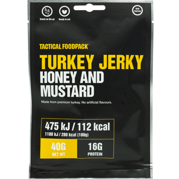 Tactical Foodpack Turkey Jerky Honig Senf – 40g Tactical Foodpack Turkey Jerky Honig Senf – 40g