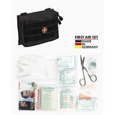 Taktisches MIL-TEC First Aid Kit PRO 25-tlg. (Schwarz) mit MOLLE-Befestigung. Robust, kompakt, voll ausgestattet für Einsatz & Outdoor.